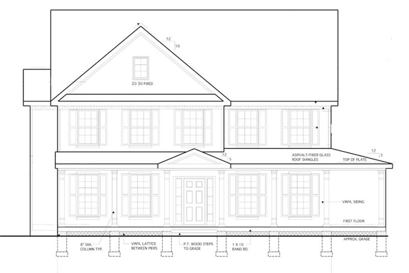 Architectural House Design - Exterior - Front Elevation 4 for Traditional House Plan #1053-52 - 3 bed, 2.5 bath