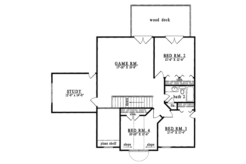 Home Plan - Floor Plan - Upper Floor for Traditional House Plan #42-504 - 4 bed, 2.5 bath
