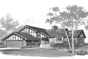 Tudor Exterior - Front Elevation Plan #72-714