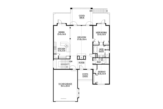 Floor Plan - Main Floor for Craftsman House Plan #132-551 - 5 bed, 3 bath