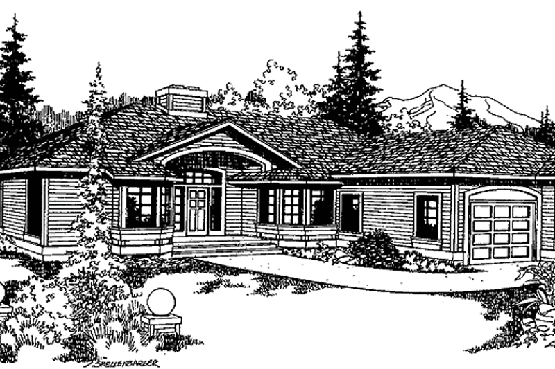 Architectural House Design - Craftsman Exterior - Front Elevation Plan #60-834