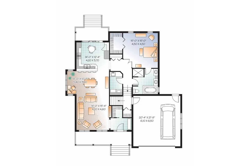 Architectural House Design - Floor Plan - Main Floor for Country House Plan #23-2536 - 4 bed, 3 bath