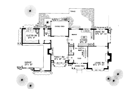 Floor Plan - Main Floor for Country House Plan #72-867 - 4 bed, 2 bath