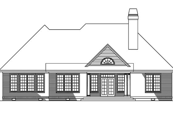Exterior - Rear Elevation for Ranch House Plan #929-523 - 3 bed, 2 bath