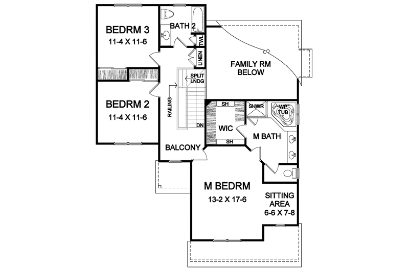 House Design - Floor Plan - Upper Floor for Traditional House Plan #328-396 - 3 bed, 2.5 bath