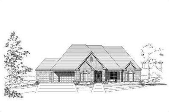 Exterior - Front Elevation for European House Plan #411-689 - 4 bed, 3.5 bath