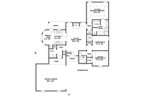 Floor Plan - Main Floor for European House Plan #81-195 - 3 bed, 2 bath