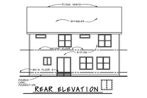 Exterior - Rear Elevation for Country House Plan #20-2293 - 4 bed, 2.5 bath