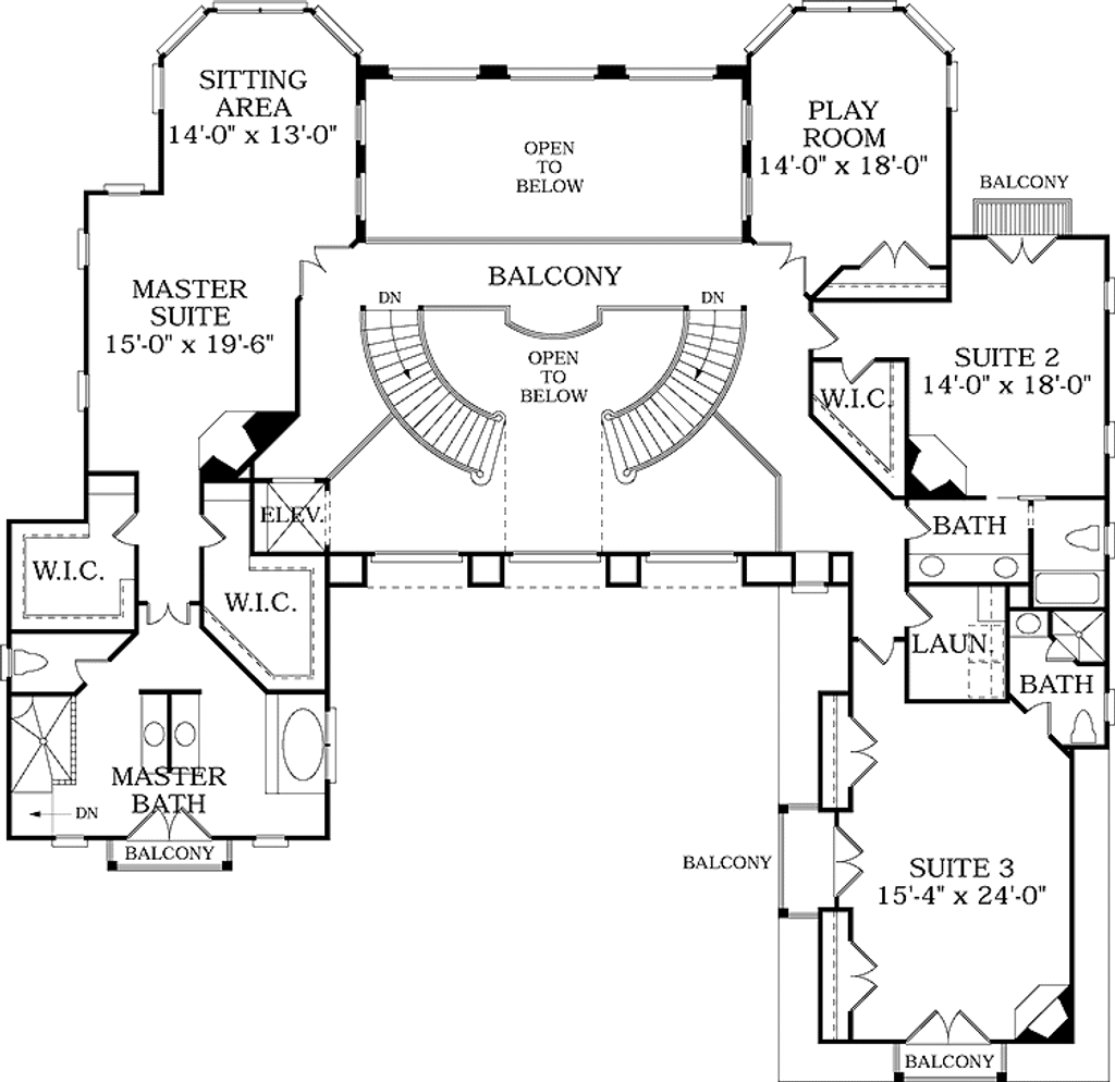 Double Staircase Floor Plans