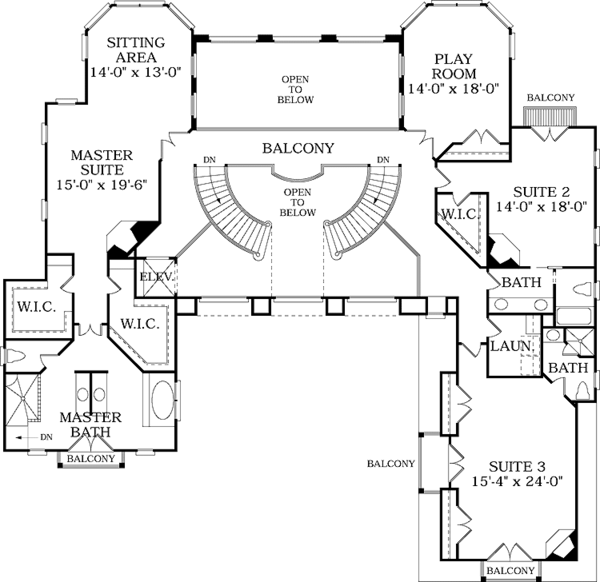House Plan Design - Mediterranean Floor Plan - Upper Floor Plan #453-380
