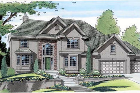 Exterior - Front Elevation for European House Plan #312-465 - 3 bed, 2.5 bath