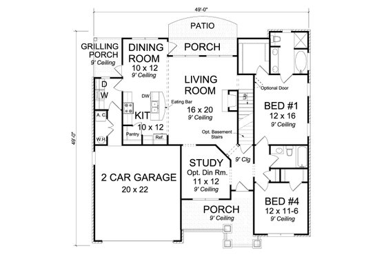 Floor Plan - Main Floor for Cottage House Plan #513-2079 - 4 bed, 3 bath