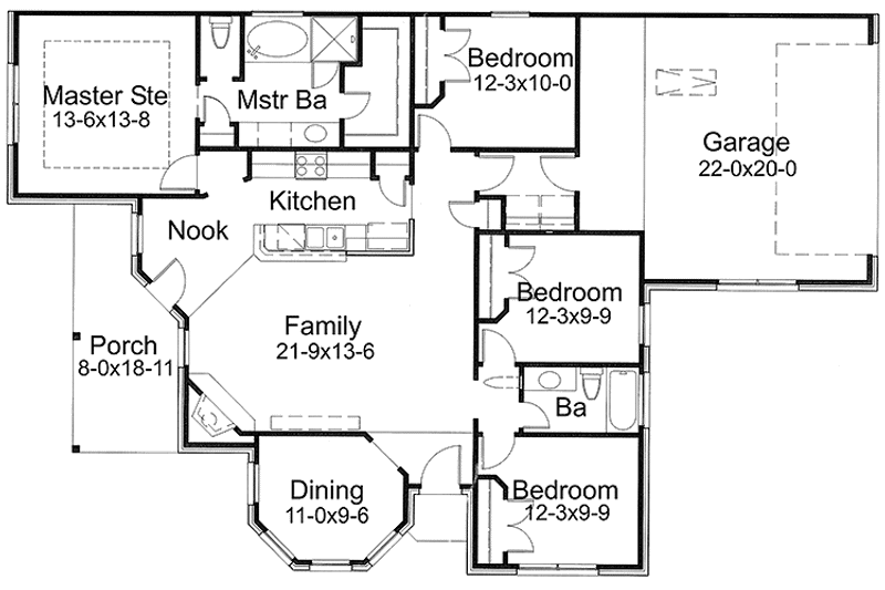 Dream House Plan - Floor Plan - Main Floor for Country House Plan #120-207 - 4 bed, 2 bath