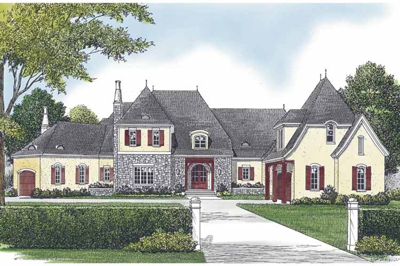 Home Plan - Exterior - Front Elevation 3 for European House Plan #453-595 - 5 bed, 6 bath