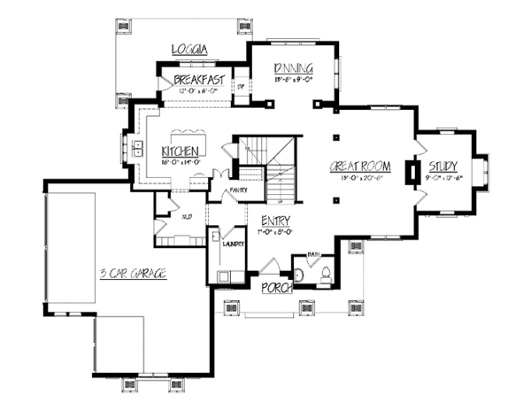 Architectural House Design - Prairie Floor Plan - Main Floor Plan #937-1