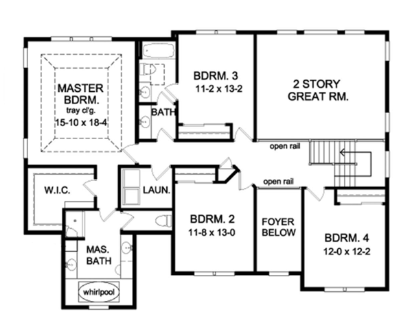 House Plan Design - Colonial Floor Plan - Upper Floor Plan #1010-64