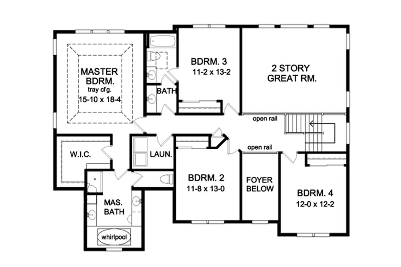 House Design - Floor Plan - Upper Floor for Colonial House Plan #1010-64 - 4 bed, 2.5 bath