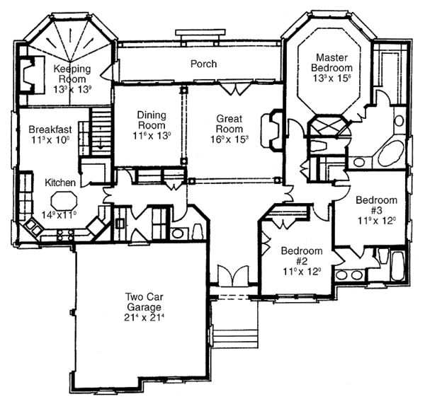 Architectural House Design - Country Floor Plan - Main Floor Plan #429-227