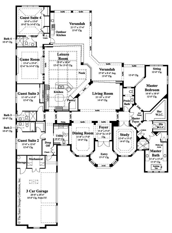 Architectural House Design - Mediterranean Floor Plan - Main Floor Plan #930-508