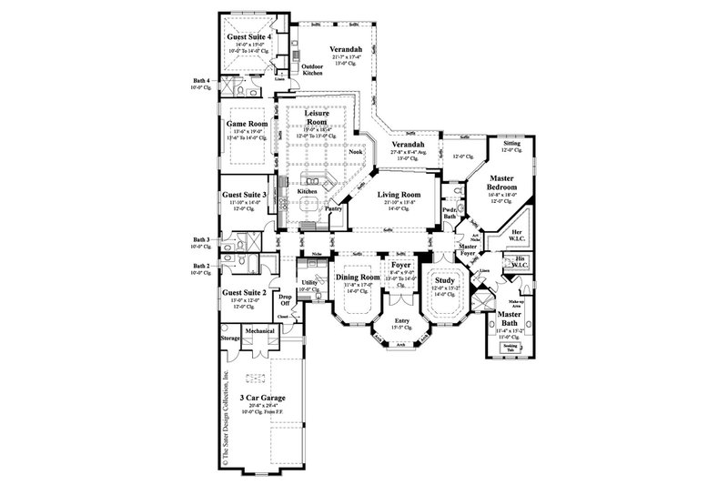 Dream House Plan - Floor Plan - Main Floor for Mediterranean House Plan #930-508 - 4 bed, 4.5 bath