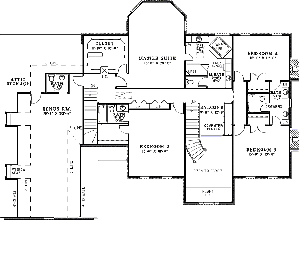 Dream House Plan - European Floor Plan - Upper Floor Plan #17-2340