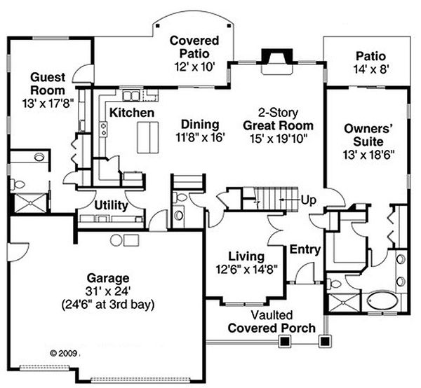Craftsman Floor Plan - Main Floor Plan #124-819