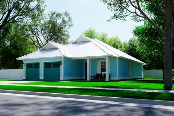 Exterior - Front Elevation for Prairie House Plan #534-3 - 3 bed, 2 bath