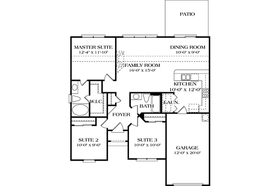 Floor Plan - Main Floor for Traditional House Plan #453-61 - 3 bed, 2 bath