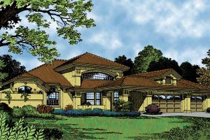 Dream House Plan - Mediterranean Exterior - Front Elevation Plan #417-548
