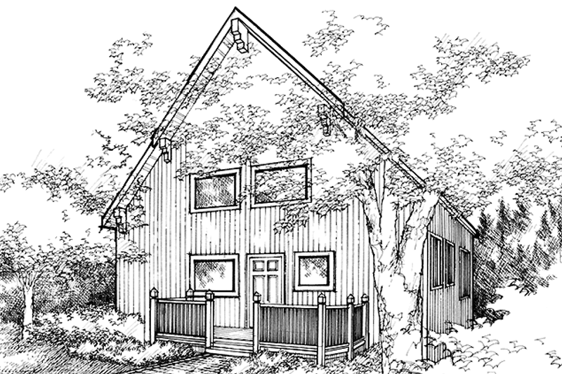 Dream House Plan - Exterior - Rear Elevation for European House Plan #320-1202 - 3 bed, 2 bath
