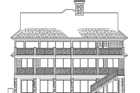 Exterior - Rear Elevation for European House Plan #930-126 - 3 bed, 4 bath