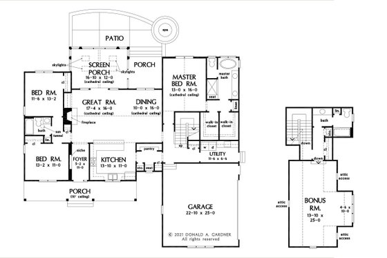 Floor Plan - Main Floor for Farmhouse House Plan #929-1143 - 3 bed, 2 bath