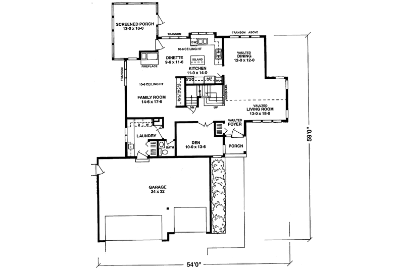 Architectural House Design - Floor Plan - Main Floor for Prairie House Plan #981-22 - 4 bed, 2.5 bath