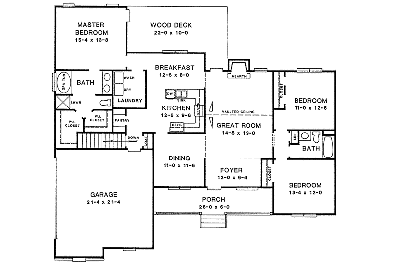 Home Plan - Floor Plan - Main Floor for Country House Plan #10-285 - 3 bed, 2 bath