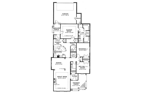 Floor Plan - Main Floor for Ranch House Plan #17-2668 - 3 bed, 2 bath