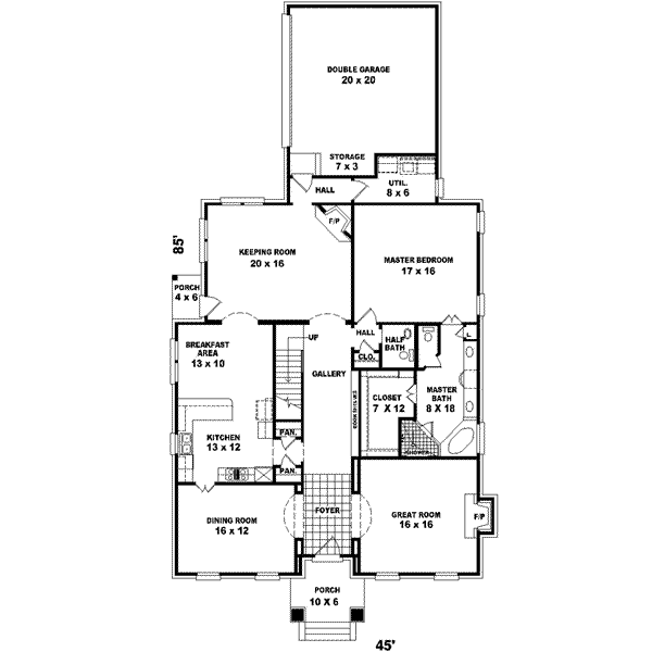 Colonial Floor Plan - Main Floor Plan #81-438