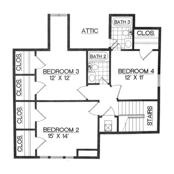 House Blueprint - Country Floor Plan - Upper Floor Plan #45-399