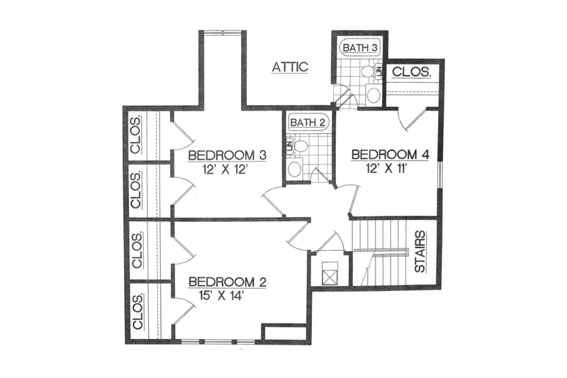 Home Plan - Floor Plan - Upper Floor for Country House Plan #45-399 - 4 bed, 3 bath