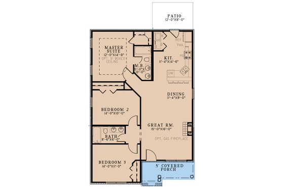 Floor Plan - Main Floor for Cottage House Plan #923-330 - 3 bed, 2 bath