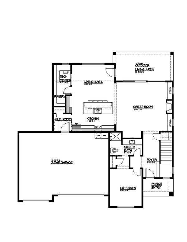 Home Plan - Farmhouse Floor Plan - Main Floor Plan #569-52