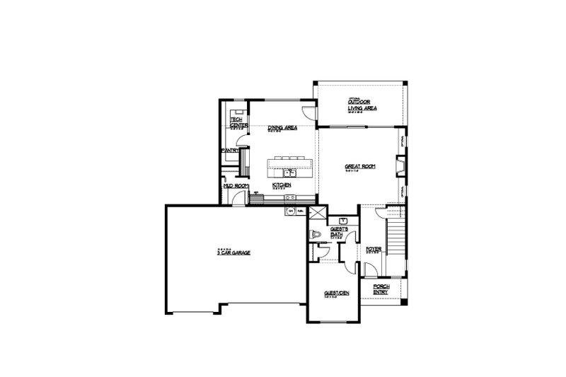 House Blueprint - Floor Plan - Main Floor for Farmhouse House Plan #569-52 - 5 bed, 3 bath