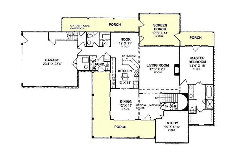 Dream House Plan - Floor Plan - Main Floor for Farmhouse House Plan #20-239 - 3 bed, 2.5 bath