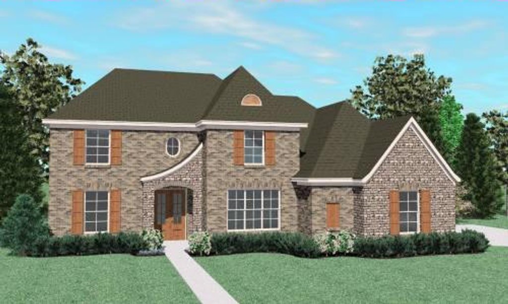 Exterior - Front Elevation 2 for European House Plan #424-34 - 5 bed, 3.5 bath