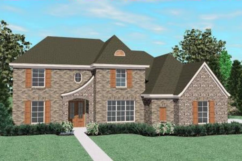 Exterior - Front Elevation 2 for European House Plan #424-34 - 5 bed, 3.5 bath