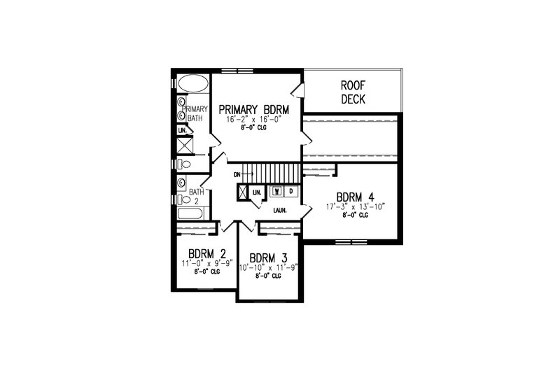 House Blueprint - Floor Plan - Upper Floor for Farmhouse House Plan #497-68 - 4 bed, 2.5 bath