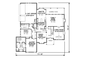 Floor Plan - Main Floor for Traditional House Plan #65-329 - 4 bed, 3.5 bath