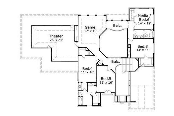 Floor Plan - Upper Floor for European House Plan #411-322 - 6 bed, 4 bath
