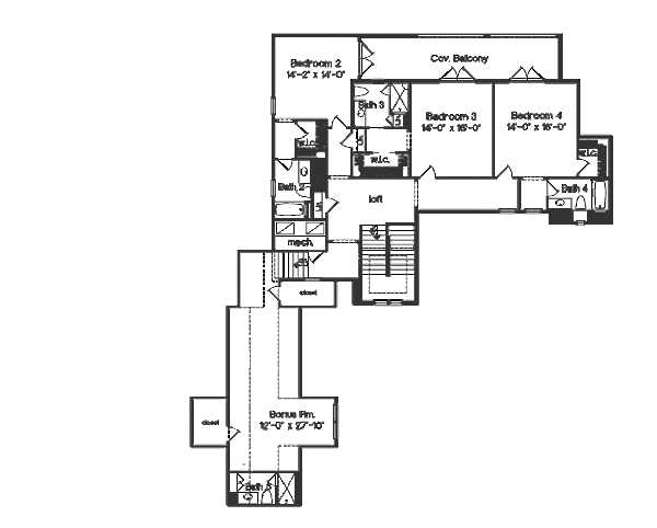 Mediterranean Floor Plan - Upper Floor Plan #135-158