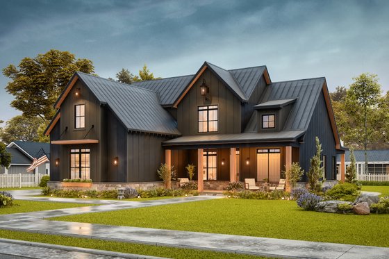 Exterior - Front Elevation 4 for Farmhouse House Plan #119-433 - 3 bed, 3.5 bath