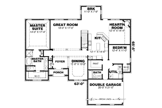 Floor Plan - Main Floor for European House Plan #34-220 - 5 bed, 4 bath